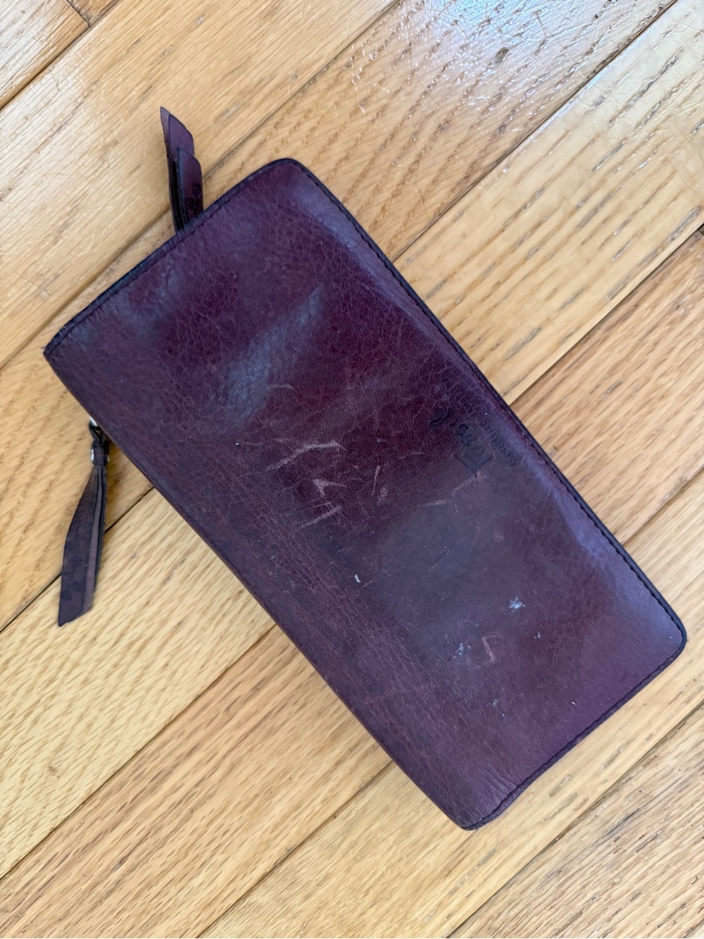 Vintage Fossil Wallet Clutch Leather Red Brown